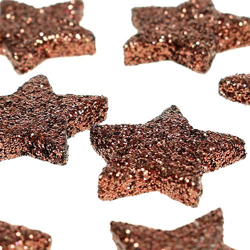 Floristik24 Mini blizgučių žvaigždutė rudai pabarstymui 2,5cm 48 vnt