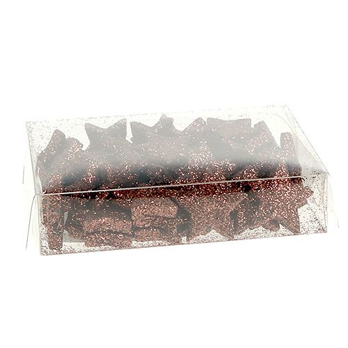 Floristik24 Mini blizgučių žvaigždutė rudai pabarstymui 2,5cm 48 vnt