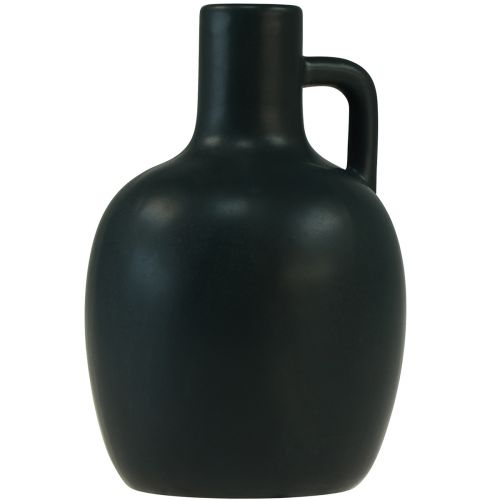 Floristik24 Mini keraminė vaza matinė juoda su rankena Ø9cm H14,5cm