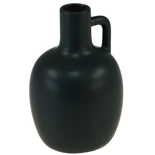 daiktų Mini keraminė vaza matinė juoda su rankena Ø9cm H14,5cm