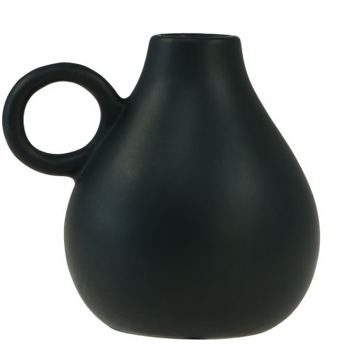 Mini keraminė vaza juoda rankena keraminė apdaila H8,5cm