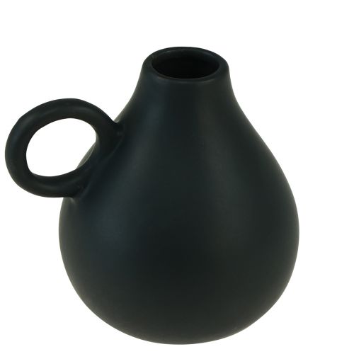 daiktų Mini keraminė vaza juoda rankena keraminė apdaila H8,5cm