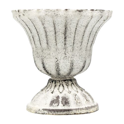 Floristik24 Mini puodelis Vaza Metalinė taurė Balta Pilka Antikvarinė Ø8cm H8cm