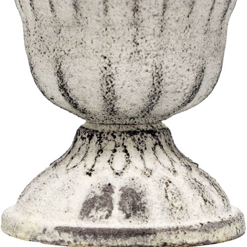 Floristik24 Mini puodelis Vaza Metalinė taurė Balta Pilka Antikvarinė Ø8cm H8cm