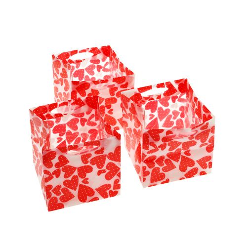 Floristik24 Mini maišeliai plastikiniai raudoni 6,5cm x 6,5cm 12vnt