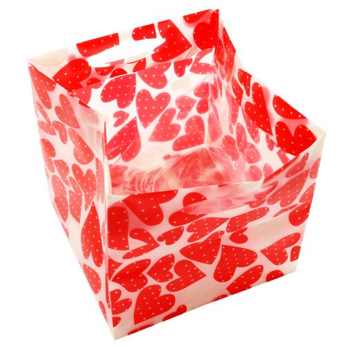 Floristik24 Mini maišeliai plastikiniai raudoni 6,5cm x 6,5cm 12vnt