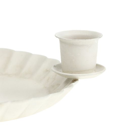 Floristik24 Mini lėkštė su 4x medžio žvakidėmis Ø10cm kreminė