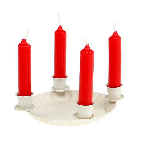 Floristik24 Mini lėkštė su 4x medžio žvakidėmis Ø10cm kreminė