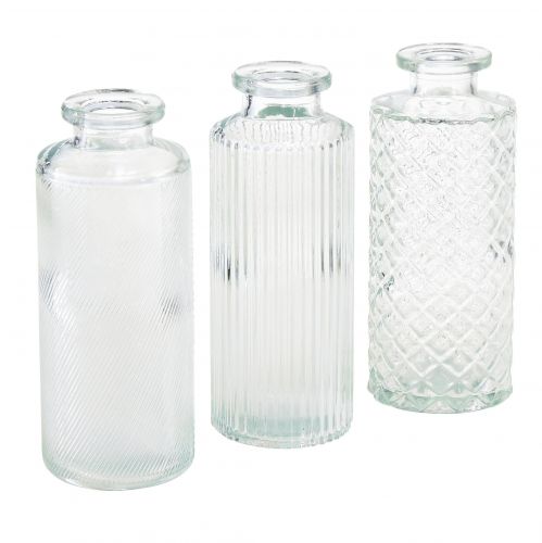 Floristik24 Mini vazos stiklinės dekoratyvinės butelio vazos Ø5cm H13cm 3vnt