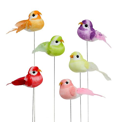Floristik24 Mini paukštis įvairių spalvų 7cm 12vnt