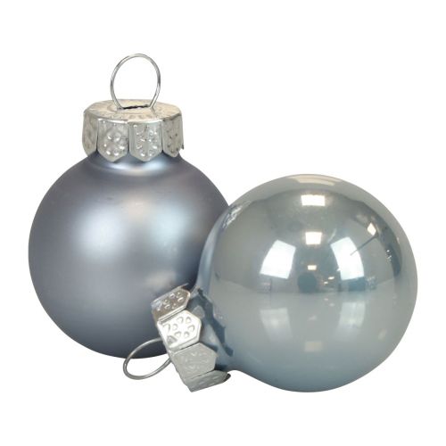 Floristik24 Mini kalėdiniai kamuoliukai stiklas mėlynas matinis/blizgus Ø2,5cm 20 vnt
