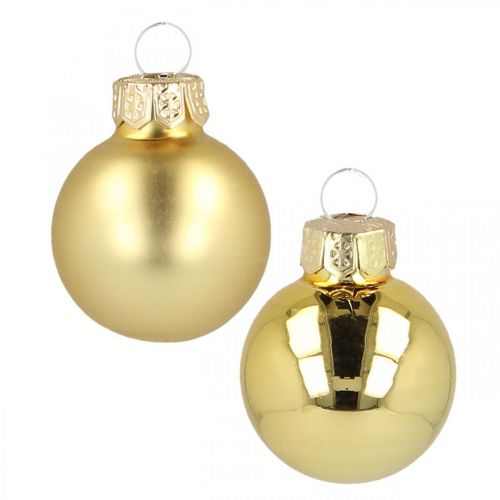 daiktų Mini kalėdiniai rutuliukai stikliniai auksiniai Ø2,5cm 24vnt