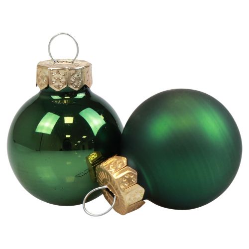 Mini kalėdiniai kamuoliukai stiklas žalias blizgus/matinis Ø2,5cm 20v