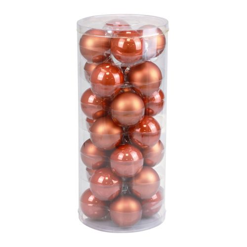 Floristik24 Mini kalėdiniai rutuliai stikliniai raudonai rudi stikliniai rutuliukai Ø4cm 24 vnt