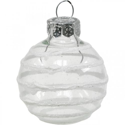 daiktų Mini kalėdiniai kamuoliukai balti, sidabriniai tikro stiklo Ø3cm 9vnt