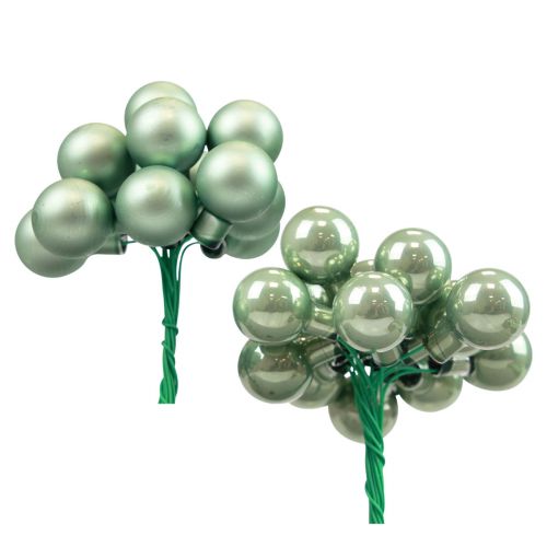 Floristik24 Mini kalėdiniai rutuliukai ant vielos stiklo žalias Ø2,5cm 140vnt