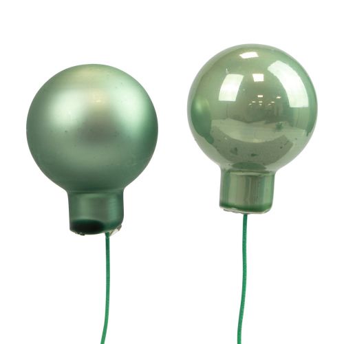 Floristik24 Mini kalėdiniai rutuliukai ant vielos stiklo žalias Ø2,5cm 140vnt