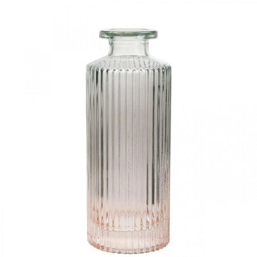 Mini vaza stiklinis dekoratyvinis buteliukas skaidrus rudas retro Ø5cm H13.5cm