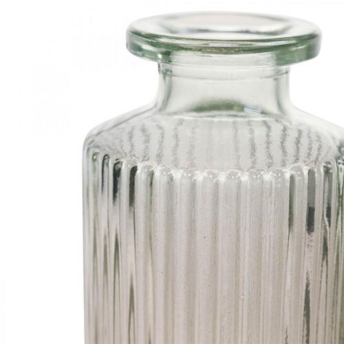 Floristik24 Mini vaza stiklinis dekoratyvinis buteliukas skaidrus rudas retro Ø5cm H13.5cm