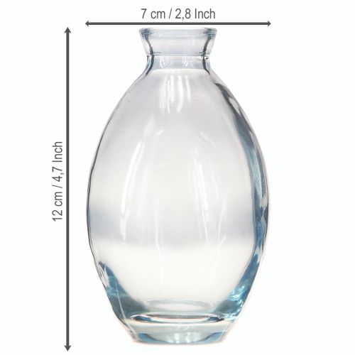 daiktų Mini vazos, svogūninės, dekoratyvinės, stiklinės, mėlynai tonuotos, aukštis 12 cm, 6 vnt.
