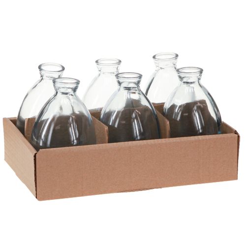 daiktų Mini vazos, svogūninės, dekoratyvinės, stiklinės, mėlynai tonuotos, aukštis 12 cm, 6 vnt.