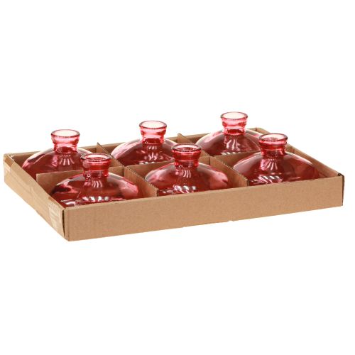 daiktų Mini vazos stiklinės svogūninės plokščios rožinės spalvos atspalvio Ø9cm H6cm 6 vnt