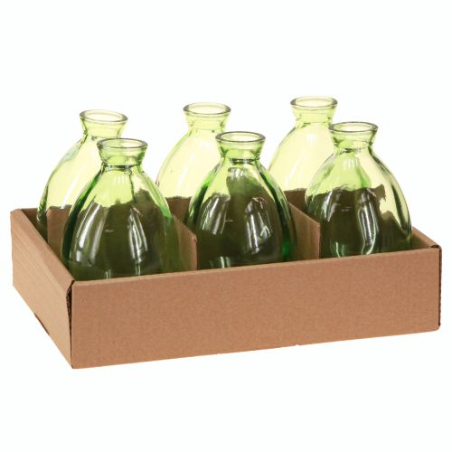 daiktų Mini vazos stiklinės svogūninės stiklinės vazos žaliai tonuotas H12cm 6 vnt