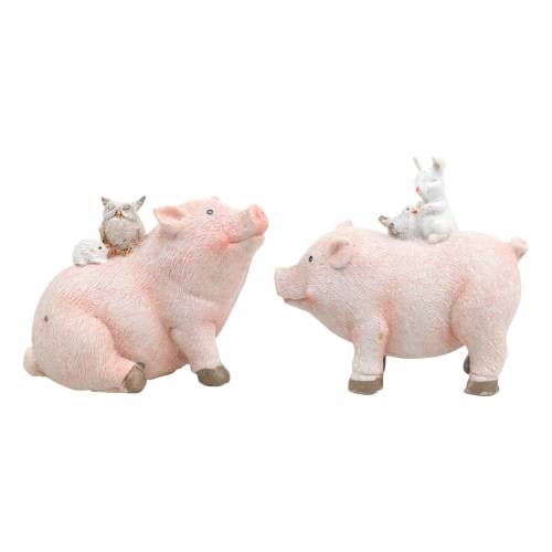 daiktų Dekoratyvinis figūrų rinkinys kiaulytė su draugais gyvūnais 9,3 cm × 7,5 / 8,5 cm 2 vnt.