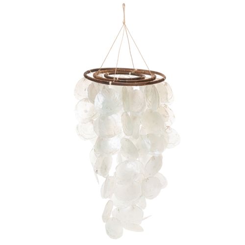 Vėjo varpelis „Capiz“ – mobilusis varpelis, apvalus, 70 cm ilgio, balkonui arba sodui