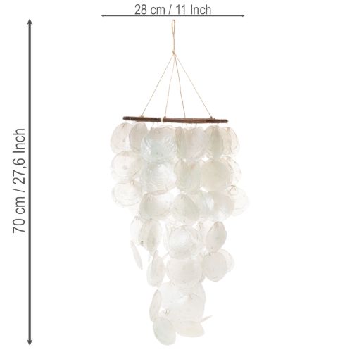Vėjo varpelis „Capiz“ – mobilusis varpelis, apvalus, 70 cm ilgio, balkonui arba sodui | Floristik24.lt