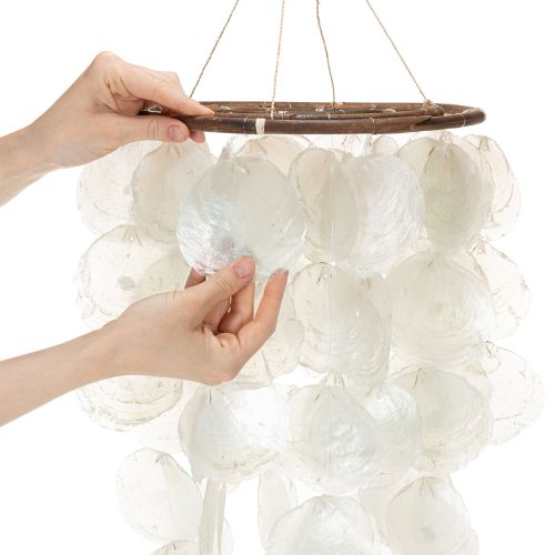 Vėjo varpelis „Capiz“ – mobilusis varpelis, apvalus, 70 cm ilgio, balkonui arba sodui | Floristik24.lt