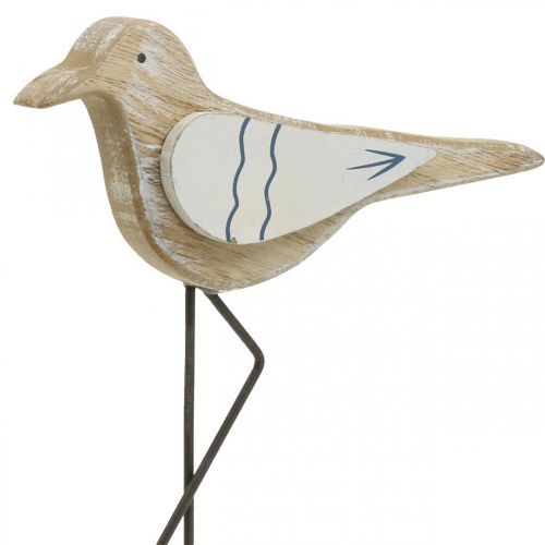 Floristik24 Medinė žuvėdra, jūrinė puošmena, pajūrio paukštis Shabby Chic, mėlyna ir balta H25cm