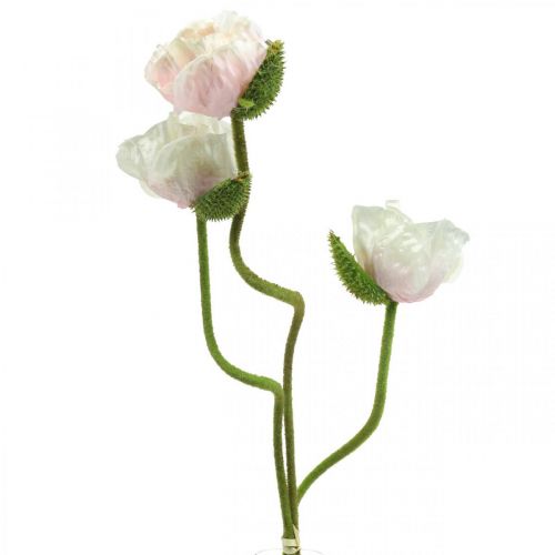 Floristik24 Dirbtinės aguonos, šilkinė gėlė baltai rožinė L55/60/70cm rinkinyje 3 vnt