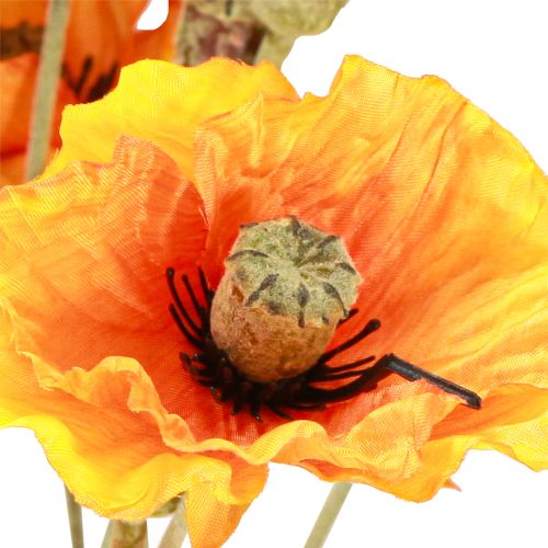 daiktų Aguonų puošmena dirbtinių gėlių puokštė oranžinė 78cm 6vnt