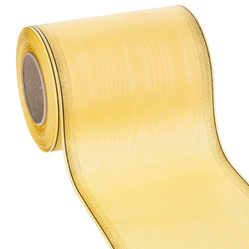 Muaro vainiko juostelė, geltona su auksiniais apvadais, 125 mm x 25 m - Aukštos kokybės gedulo juostelė, dekoratyvinė juostelė, kaspinėlis pirkti | Floristik24.lt