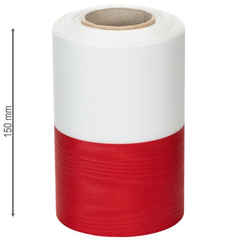 daiktų Muaro vainiko juostelė, gedulo juostelė baltai raudona, dekoratyvinė juostelė 150 mm, atminimo juostelė gedulo fleur, acetato taftos 25 m