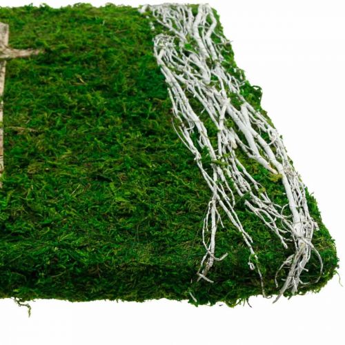 Floristik24 Samanų paveikslų vynmedžiai ir kryžius kapo įrengimui žalias, baltas 40 × 30 cm