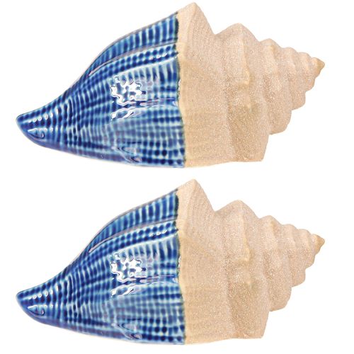 daiktų Shell Decoration Maritime Ceramic Blue Beige 16,5×11×9,5cm 2 vnt.