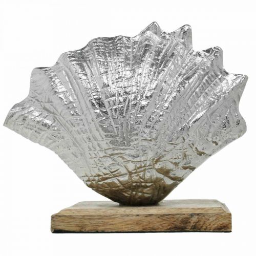 daiktų Korpusas montuojamas, jūrinio metalo apdaila su mediniu pagrindu sidabras, natūralus 16 × 19 cm