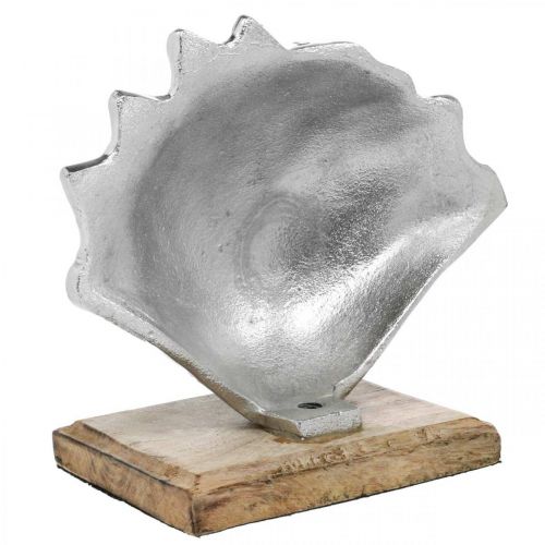 daiktų Korpusas montuojamas, jūrinio metalo apdaila su mediniu pagrindu sidabras, natūralus 16 × 19 cm