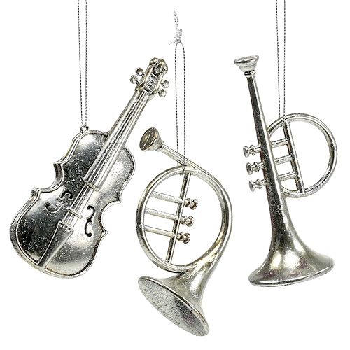 Floristik24 Muzikos instrumentai rūšiuojami. 12cm - 14,5cm sidabrinis 3vnt