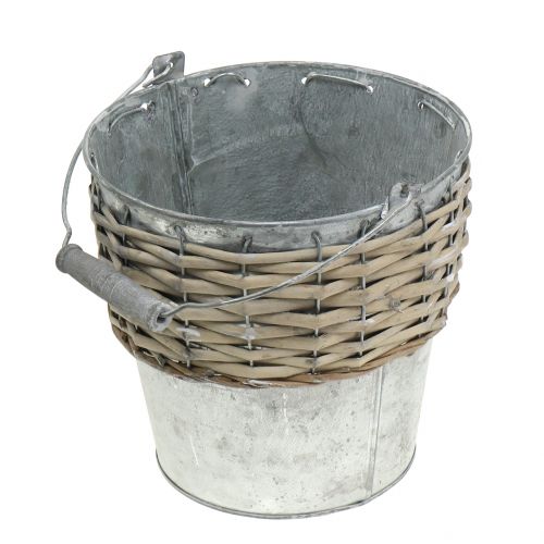 Floristik24 Cinko kibiras su vytelėmis Ø18cm H17cm