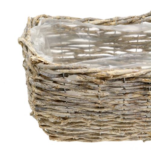 Floristik24 Stačiakampis augalų krepšelis, natūraliai baltas skalbtas L33cm, 3 vnt