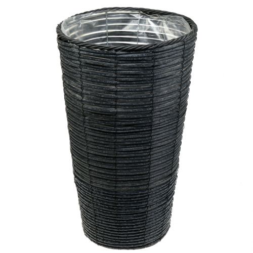 Floristik24 Antracito spalvos vazonas iš rotango, Ø30 cm H50 cm