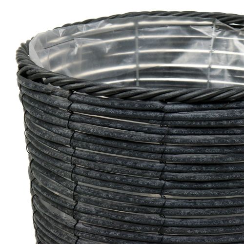 Floristik24 Antracito spalvos vazonas iš rotango, Ø30 cm H50 cm