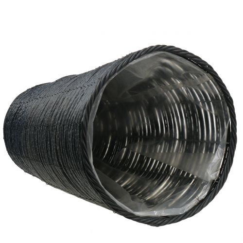Floristik24 Antracito spalvos vazonas iš rotango, Ø30 cm H50 cm