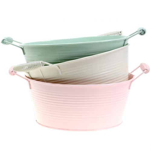 Cinko dubuo pastelinės spalvos su rankena Ø22cm A9,5cm 3vnt