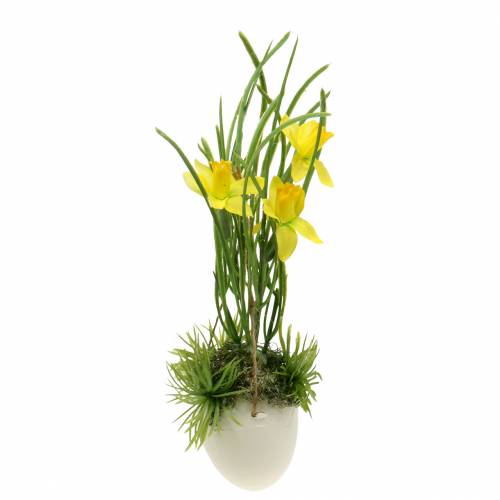 Floristik24 Narcizas kiaušinio lukšte pakabinti Dirbtinė geltona 25cm