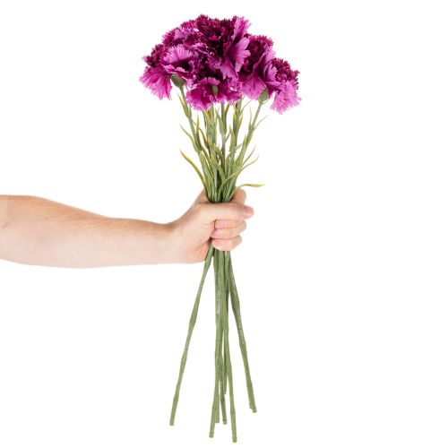 Dirbtiniai gvazdikai, dvispalviai, ilgas kotas 56 cm, 8 vnt. kekė. | Floristik24.lt