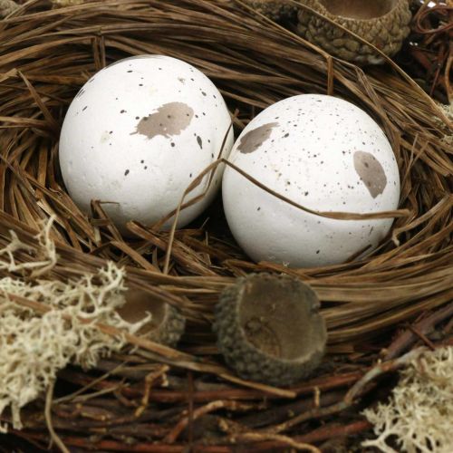 Floristik24 Velykinis lizdelis su kiaušiniais dirbtinė gamta, balta Velykinio stalo puošmena Ø19cm